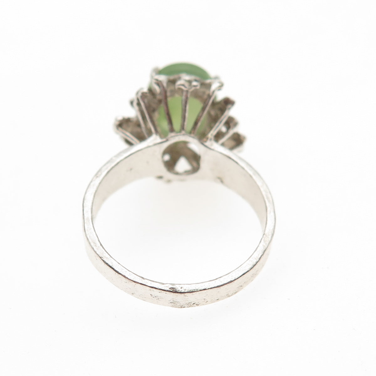 925 Sterling Silver Vintage Real Jade Modernist Ring Size 5.5