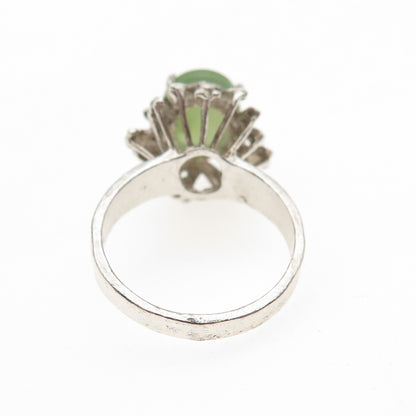 925 Sterling Silver Vintage Real Jade Modernist Ring Size 5.5