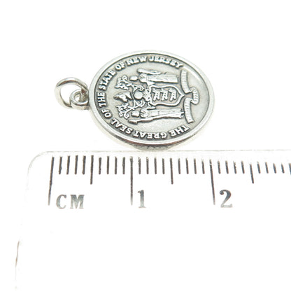 925 Sterling Silver Vintage New Jersey State Seal Charm Pendant