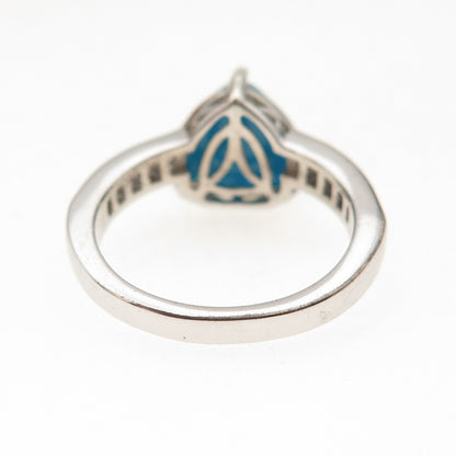 Chuck Clemency 925 Sterling Silver Real Turquoise & White Topaz Ring Size 8.25