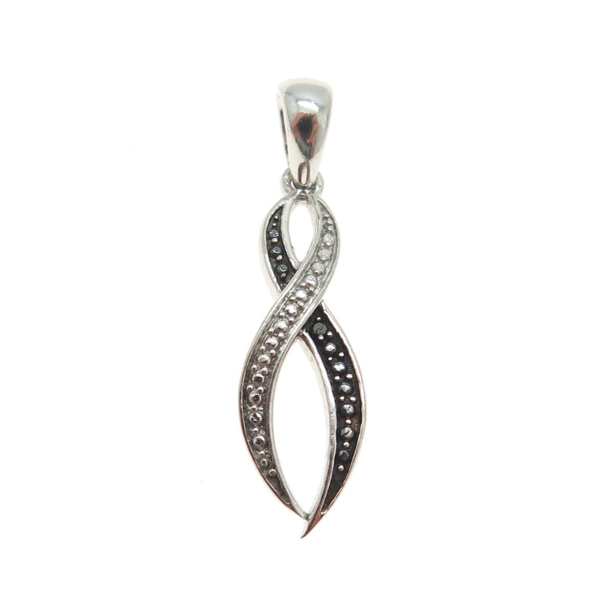 925 Sterling Silver Real Diamond Accent Infinity Minimalist Charm Pendant