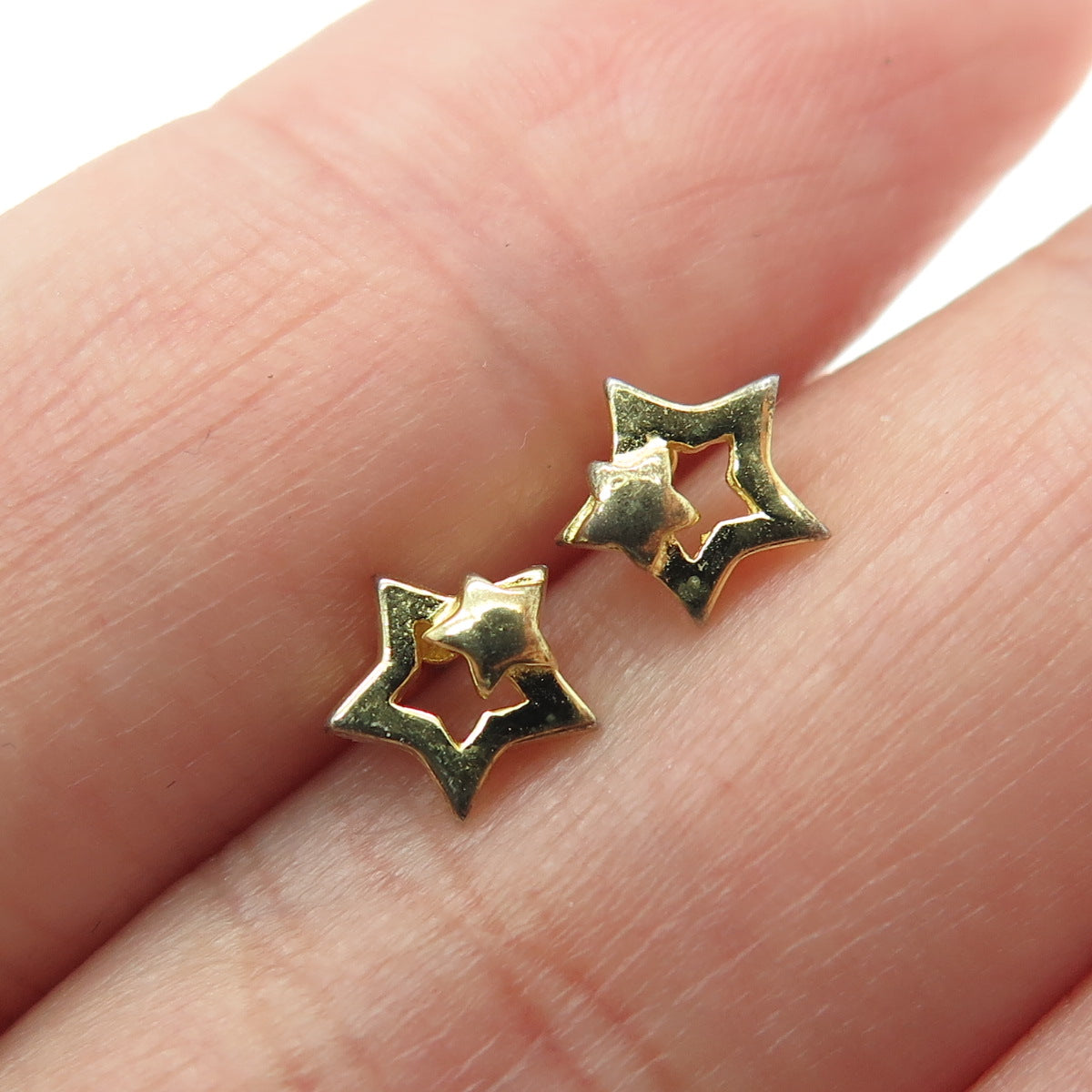 925 Sterling Silver Gold Plated Star Stud Earrings