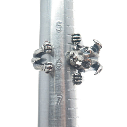 NOVE25 Sterling Silver Vintage Jack Russell Terrier Adjustable Hug Ring Size 6