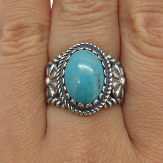 CAROLYN POLLACK & AMERICAN WEST Sterling Silver Vintage Turquoise Ring Size 7.25