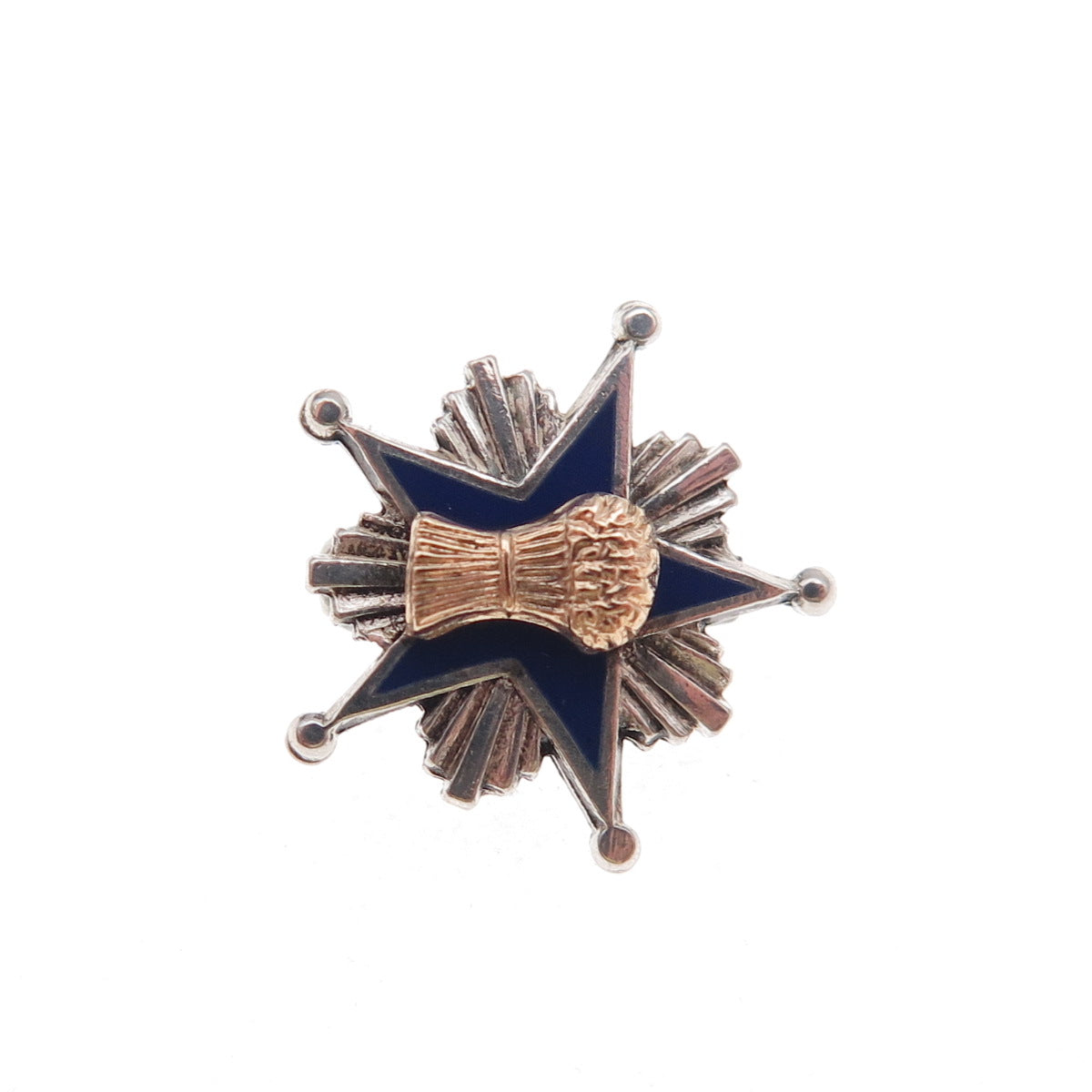 Leavens Sterling Silver 2-Tone Antique Enamel Patrons of Husbandry Pin Brooch