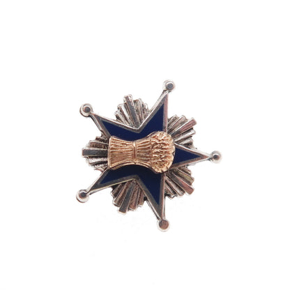 Leavens Sterling Silver 2-Tone Antique Enamel Patrons of Husbandry Pin Brooch