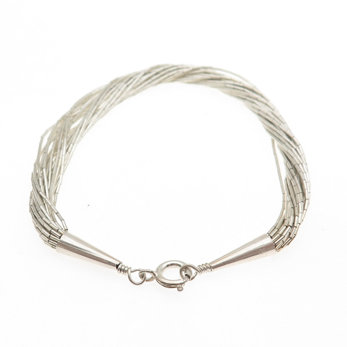 Old Pawn 925 Sterling Silver Vintage Multi-Strand Liquid Chain Bracelet 6.75"