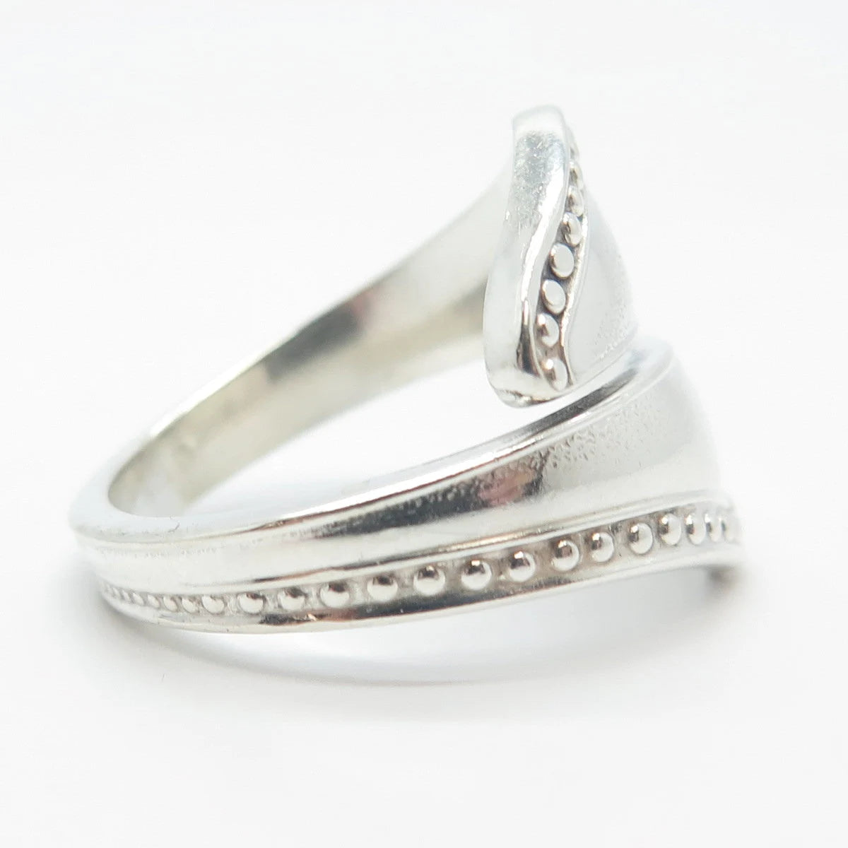 925 Sterling Silver Vintage Towle 1976 Beaded Adjustable Ring Size 8.75