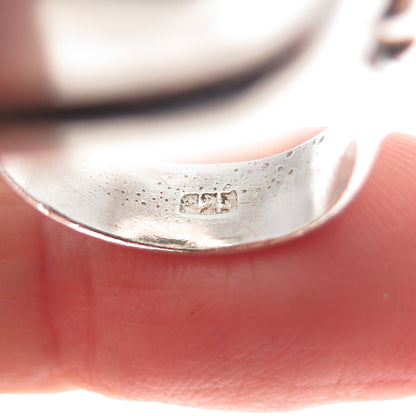 925 Sterling Silver Vintage Real Smoky Quartz Modernist Beaded Ring Size 6.5