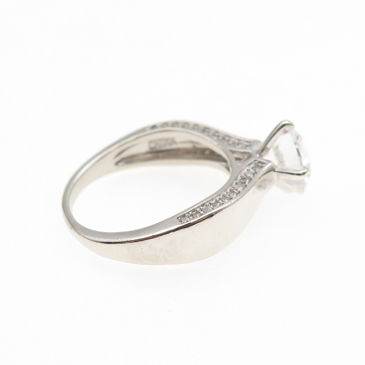 925 Sterling Silver Round-Cut C Z Engagement Ring Size 7.25