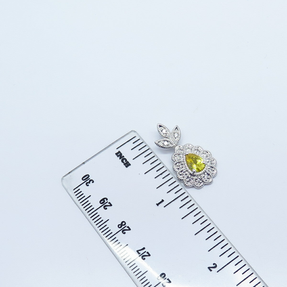 925 Sterling Silver White & Citrine-Tone C Z Slide Pendant