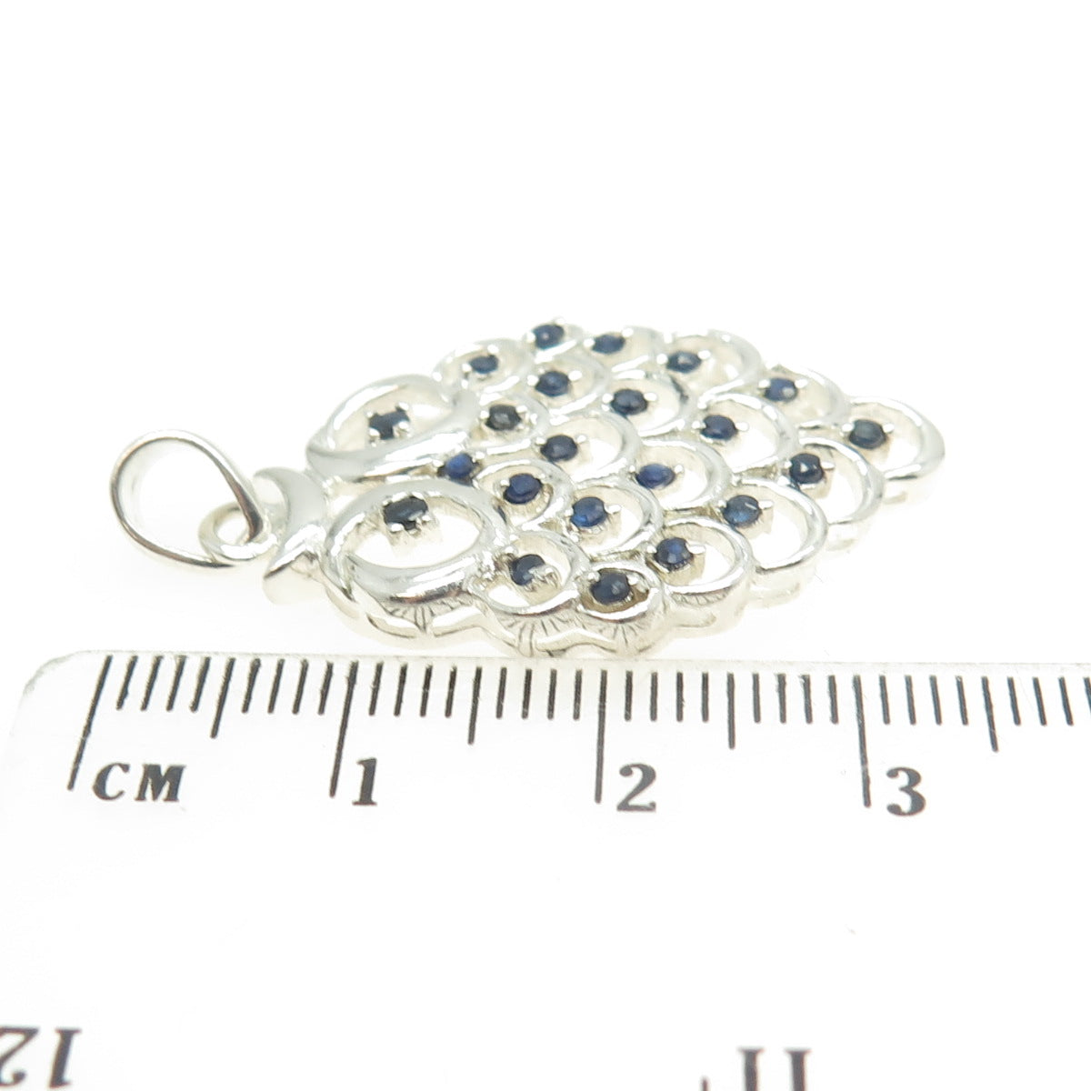 925 Sterling Silver Real Sapphire Pinecone Pendant