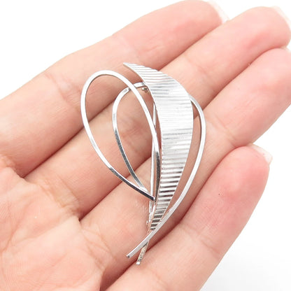 800 Silver Vintage K&L Modernist Leaf Pin Brooch