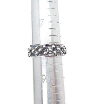 925 Sterling Silver Vintage Mexico Cannetille Band Oxidized Ring Size 8.25