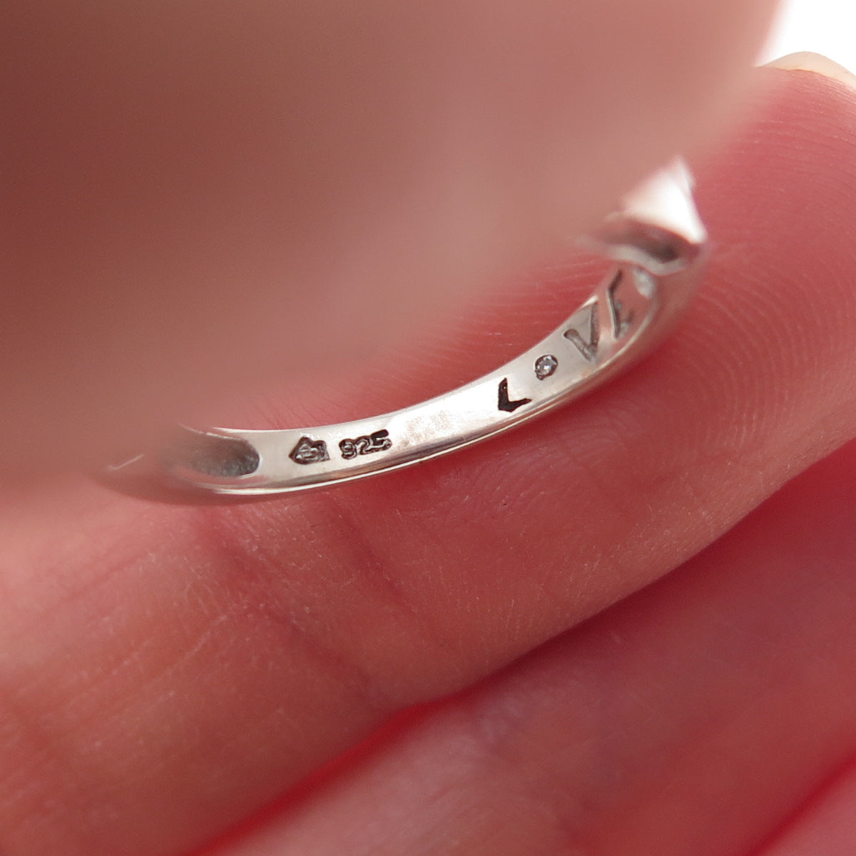 925 Sterling Silver Real Diamond & Iolite Love Oxidized Ring Size 5