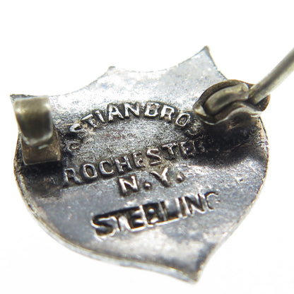 BASTIAN BROTHERS 925 Sterling Silver Antique Enamel 1909 WDC University Brooch