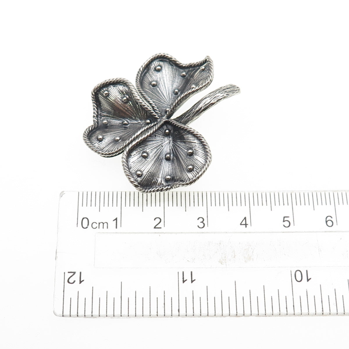 DANECRAFT 925 Sterling Silver Vintage Clover Oxidized Pin Brooch