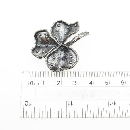 DANECRAFT 925 Sterling Silver Vintage Clover Oxidized Pin Brooch