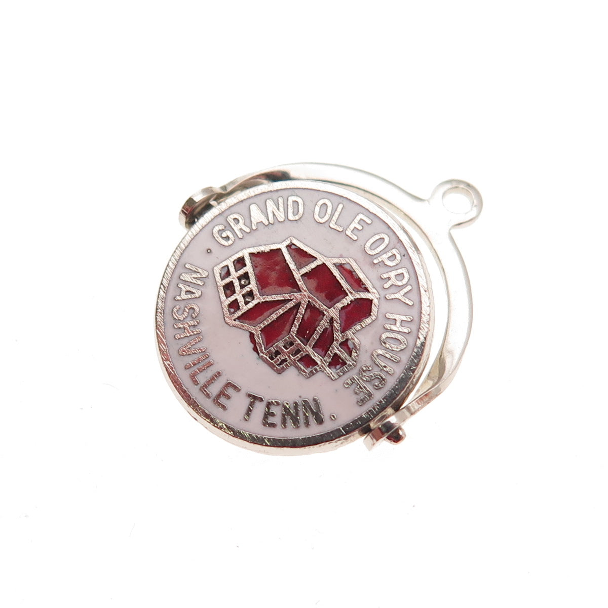 925 Sterling Silver Vintage Enamel Grand Ole Opry House Nashville Mini Pendant