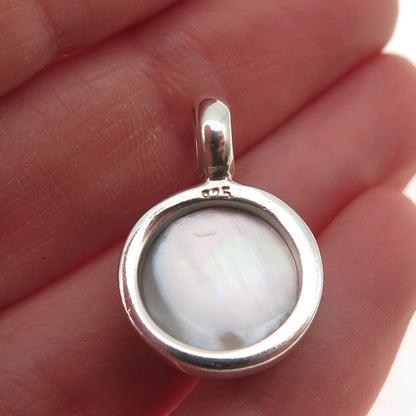 925 Sterling Silver Vintage Real Tahitian Blue Pearl Charm Pendant