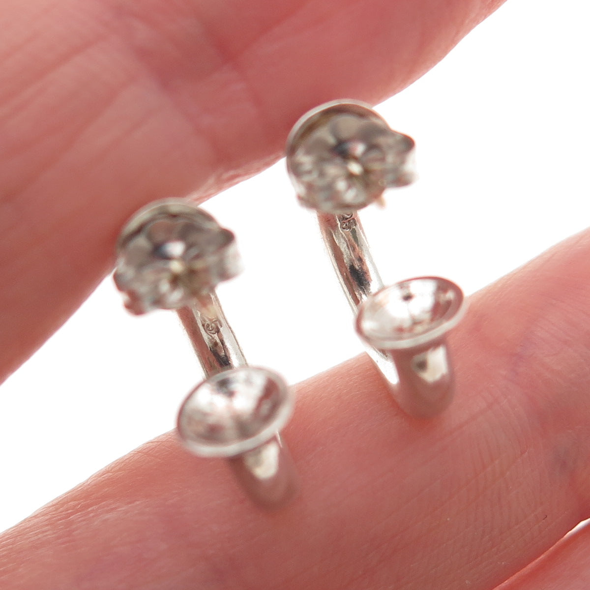 Jane Bohan 925 Sterling Silver 14K Gold Posts Vintage Hoop Earrings