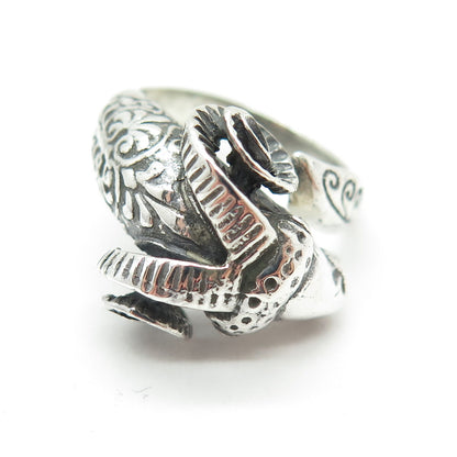 925 Sterling Silver Vintage Aries Zodiac Sign Oxidized Adjustable Ring Size 9.25