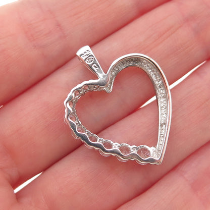 HN Heng Ngai 925 Sterling Silver Round-Cut C Z Heart Charm Pendant
