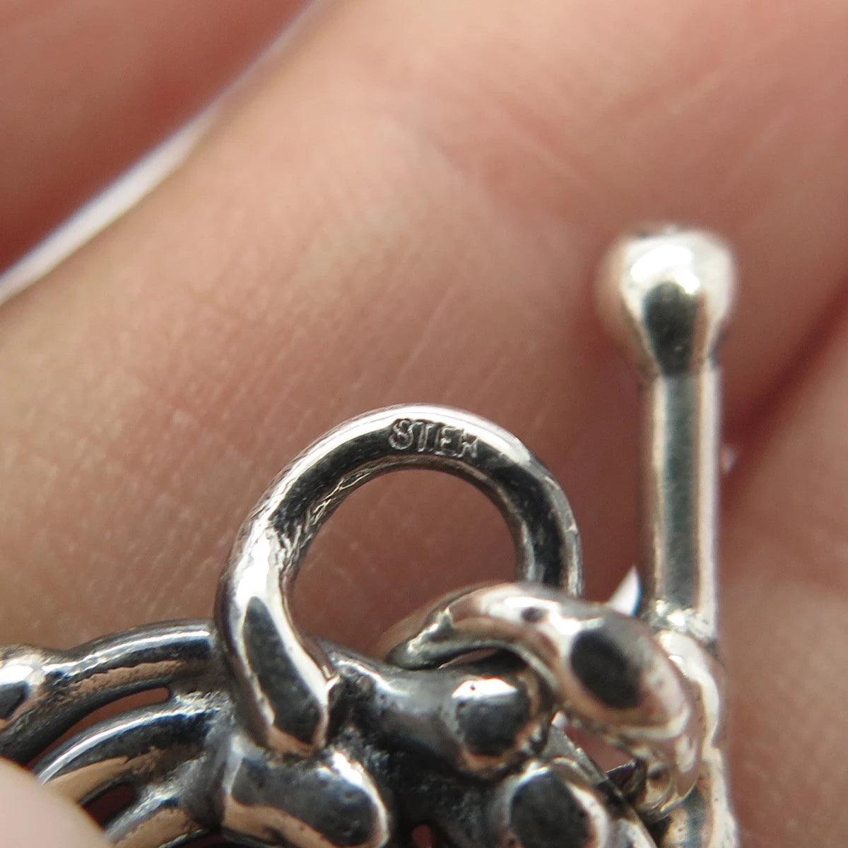 925 Sterling Silver Vintage Spiral Ethnic Link Bracelet 6.75"