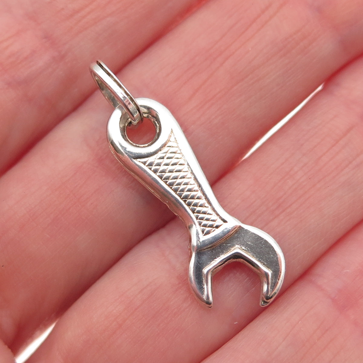 925 Sterling Silver Vintage Wrench Charm Pendant