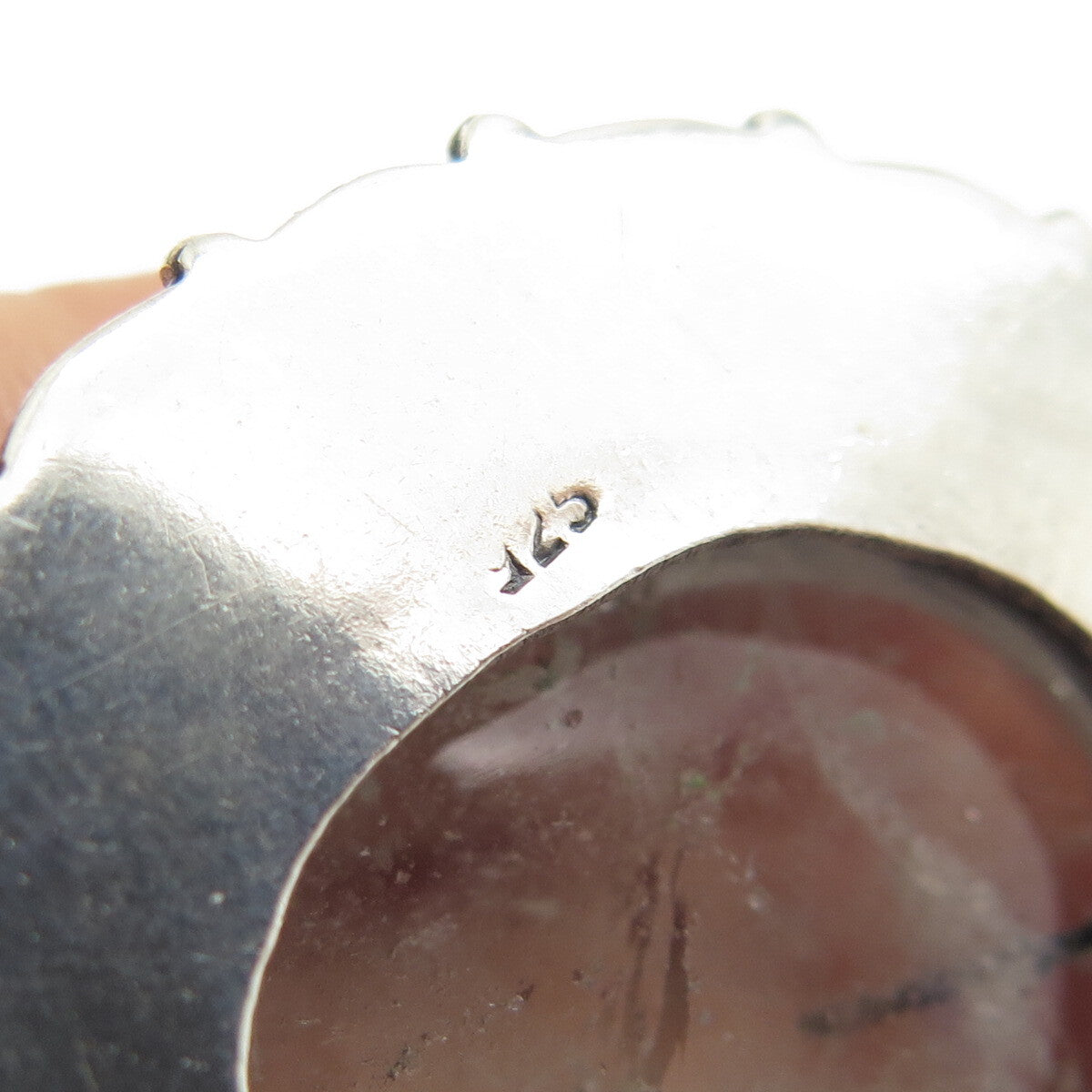 925 Sterling Silver Vintage Real Rutilated Quartz Flower Oxidized Pendant