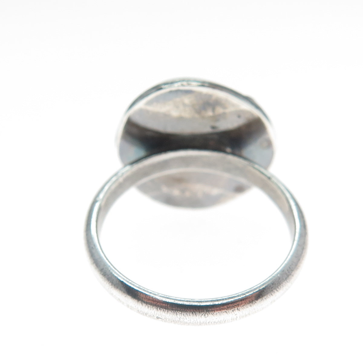 Old Pawn 925 Sterling Silver Vintage Kingman Turquoise Oxidized Ring Size 7.5