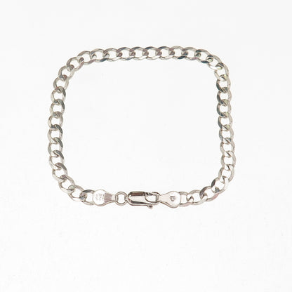 925 Sterling Silver Vintage Italy Curb Link Bracelet 7.5"