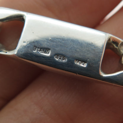 925 Sterling Silver 14K Gold Vintage Italy Anchor Curb Link Bracelet 8.25"