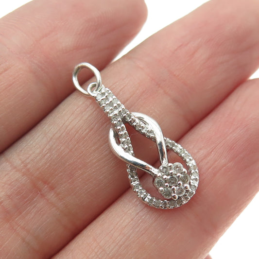 925 Sterling Silver Real Round-Cut Diamond Love Knot Minimalist Pendant