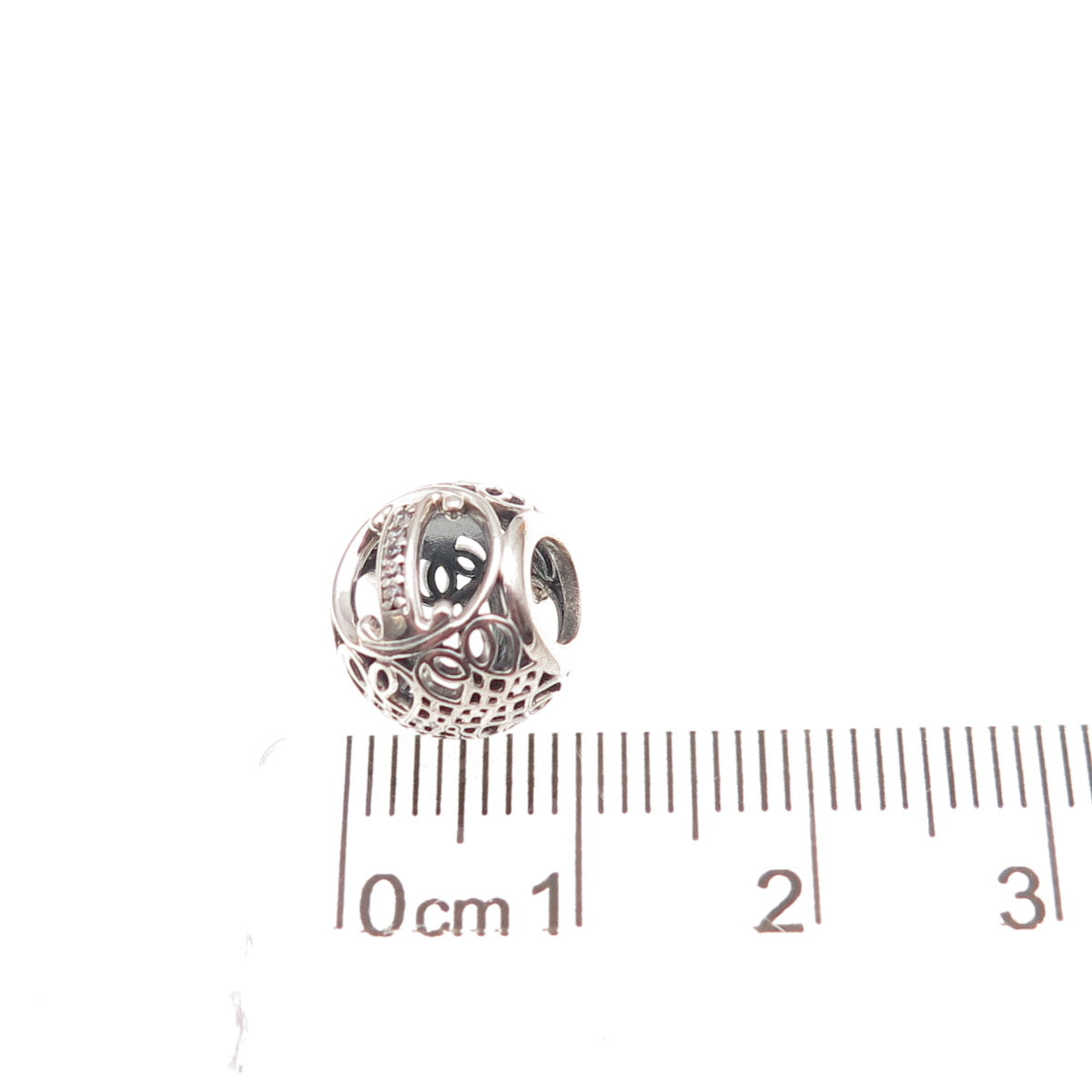 Pandora 925 Sterling Silver C Z Letter I Initial Slide Bead Charm