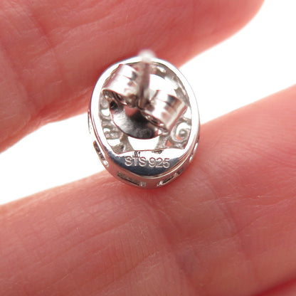 Chuck Clemency 925 Sterling Silver Real Green Amethyst Stud Earrings