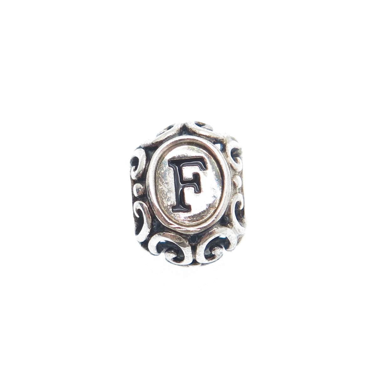 CHAMILIA 925 Sterling Silver Letter F Initial Ornate Bead Charm