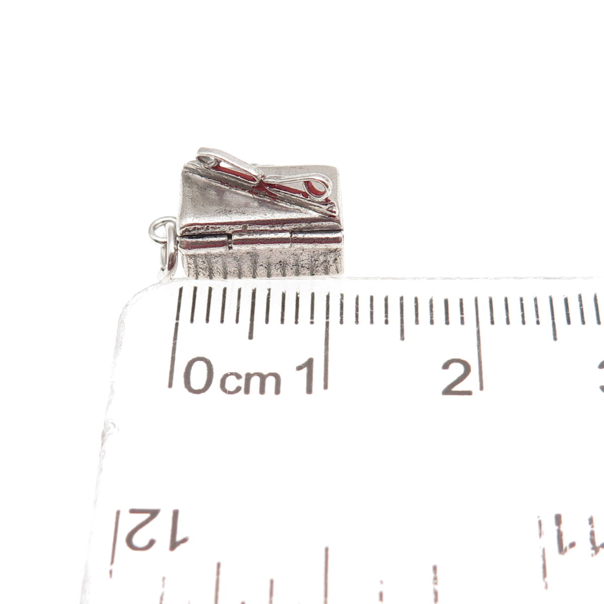 925 Sterling Silver Antique Art Deco Enamel Mystery Box 3D Mini Charm Pendant