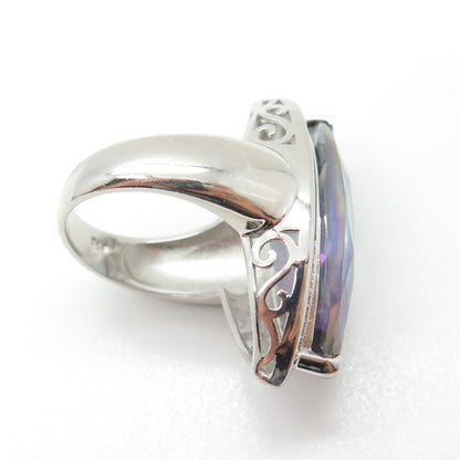 LUCAS LAMETH LUC 925 Sterling Silver Real Mystic & White Topaz Ring Size 6.25