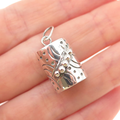 925 Sterling Silver Vintage Modernist Beaded Mini Charm Pendant
