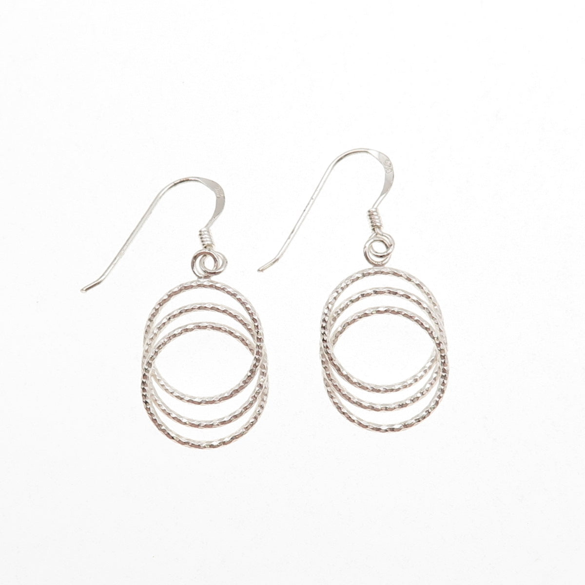 925 Sterling Silver Interlocked Circle Dangle Earrings