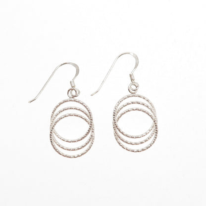 925 Sterling Silver Interlocked Circle Dangle Earrings