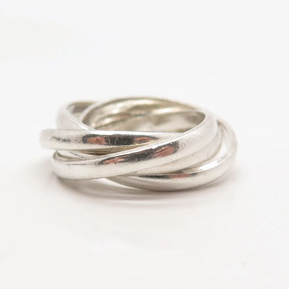 925 Sterling Silver Vintage Mexico Interlocked Band Ring Size 5.75