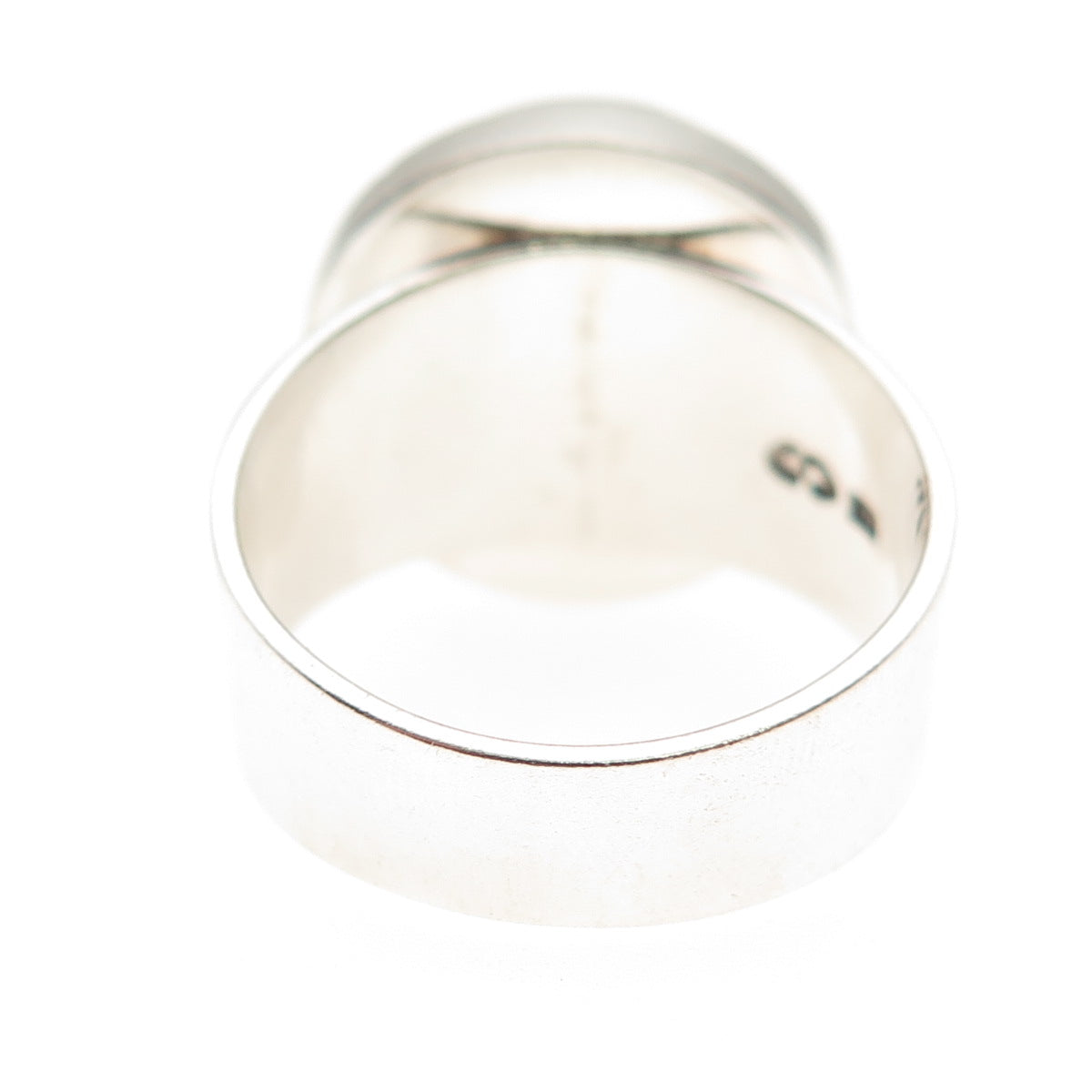 925 Sterling Silver Vintage Real Pearl Modernist Oxidized Ring Size 9.25