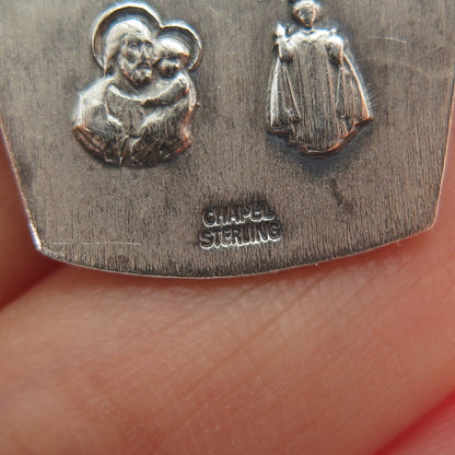 CHAPEL 925 Sterling Silver Antique Art Deco 4-Way Cross Medal Charm Pendant