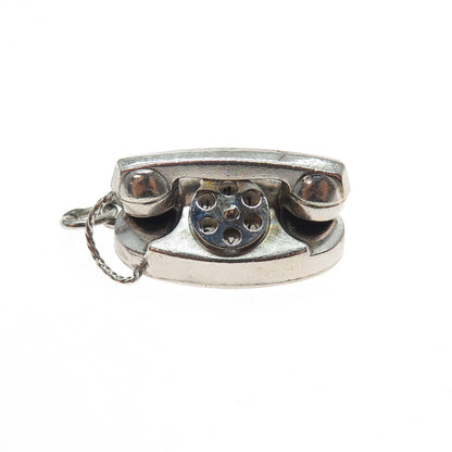 925 Sterling Silver Antique Art Deco I Love You Rotary Telephone Charm Pendant