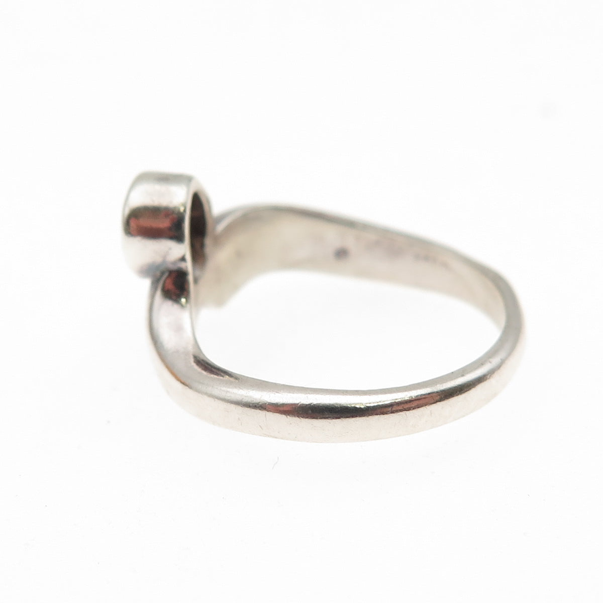 BOMA 925 Sterling Silver Vintage Real Red Garnet Modernist Ring Size 5.25