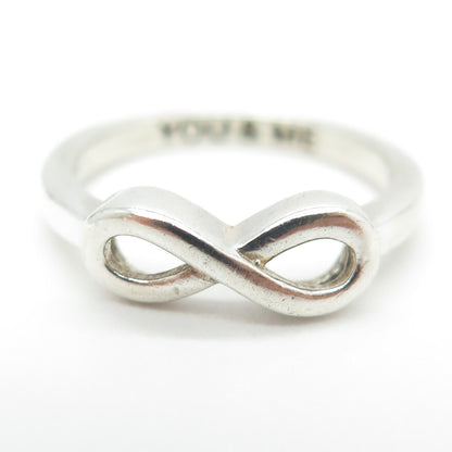 925 Sterling Silver Vintage "You & Me" Infinity Ring Size 7