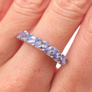 Chuck Clemency 925 Sterling Silver Real Marquise-Cut Tanzanite Ring Size 7