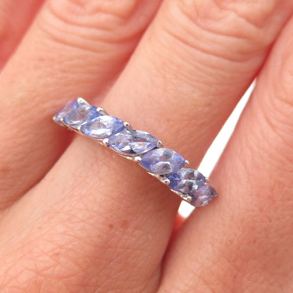 Chuck Clemency 925 Sterling Silver Real Marquise-Cut Tanzanite Ring Size 7